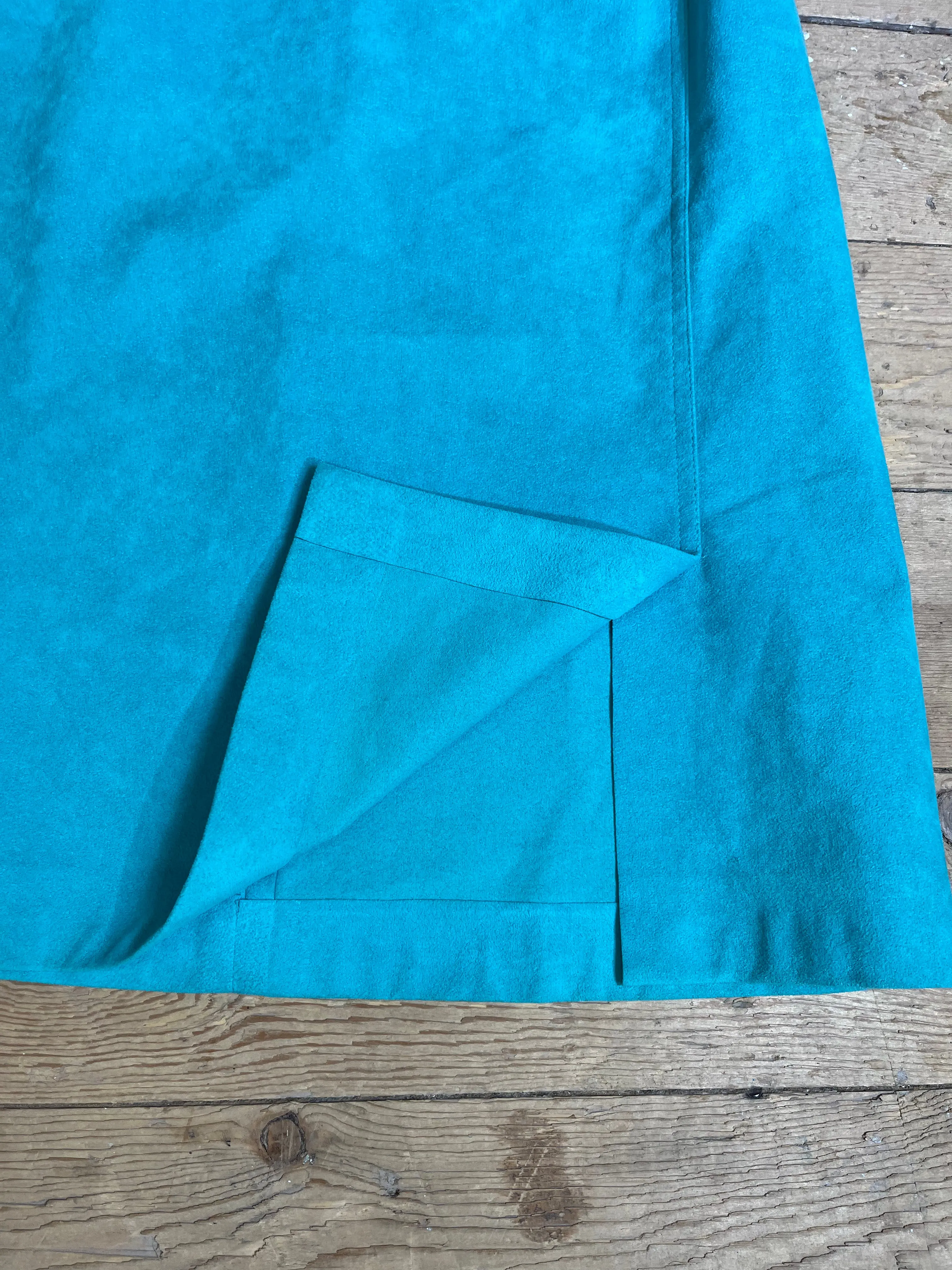 1970s-1980s Teal Faux Suede A-Line Skirt by Designer Images