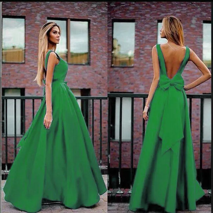 2018 new backless rosette evening dress