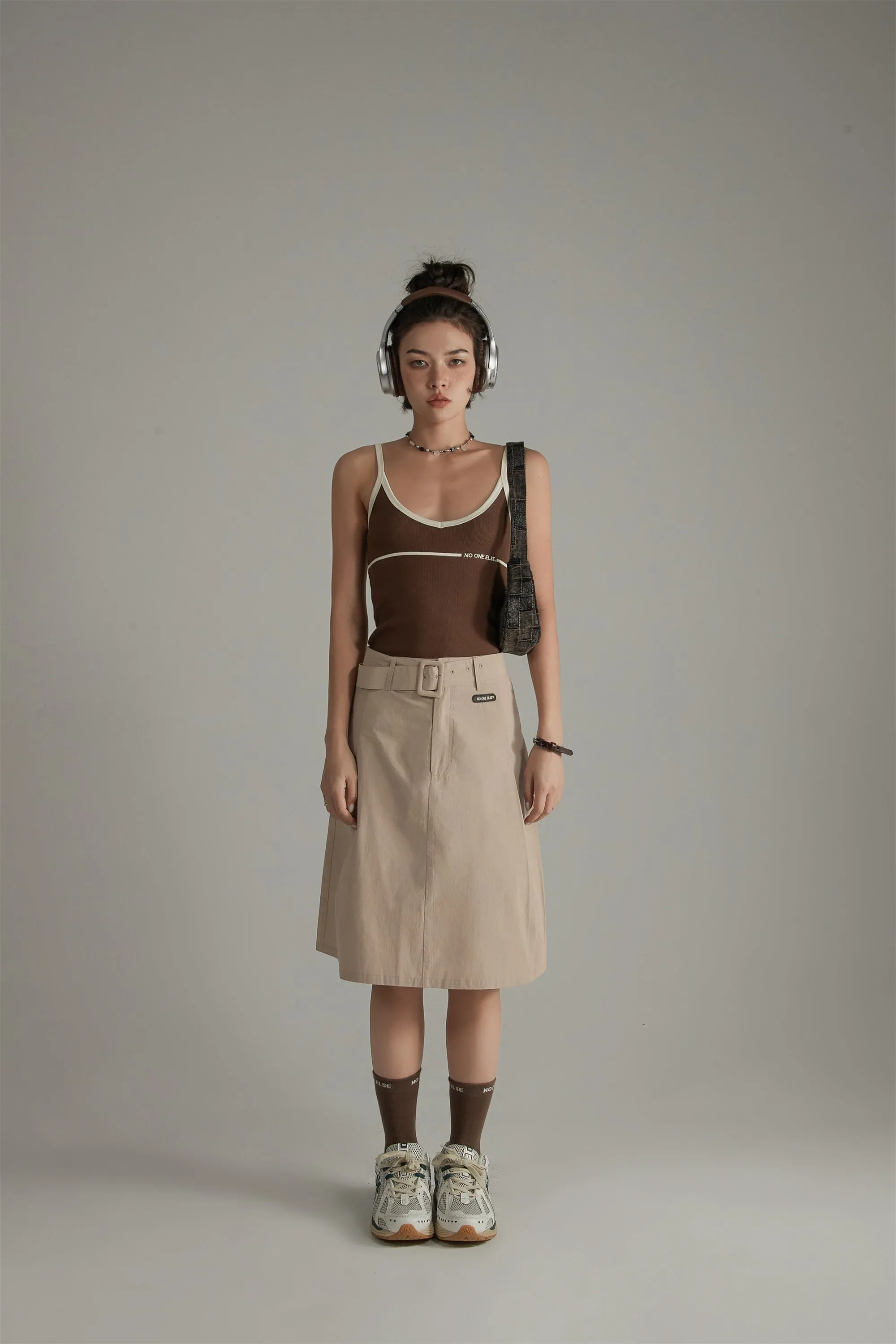 A-Line Belt Mini Skirt