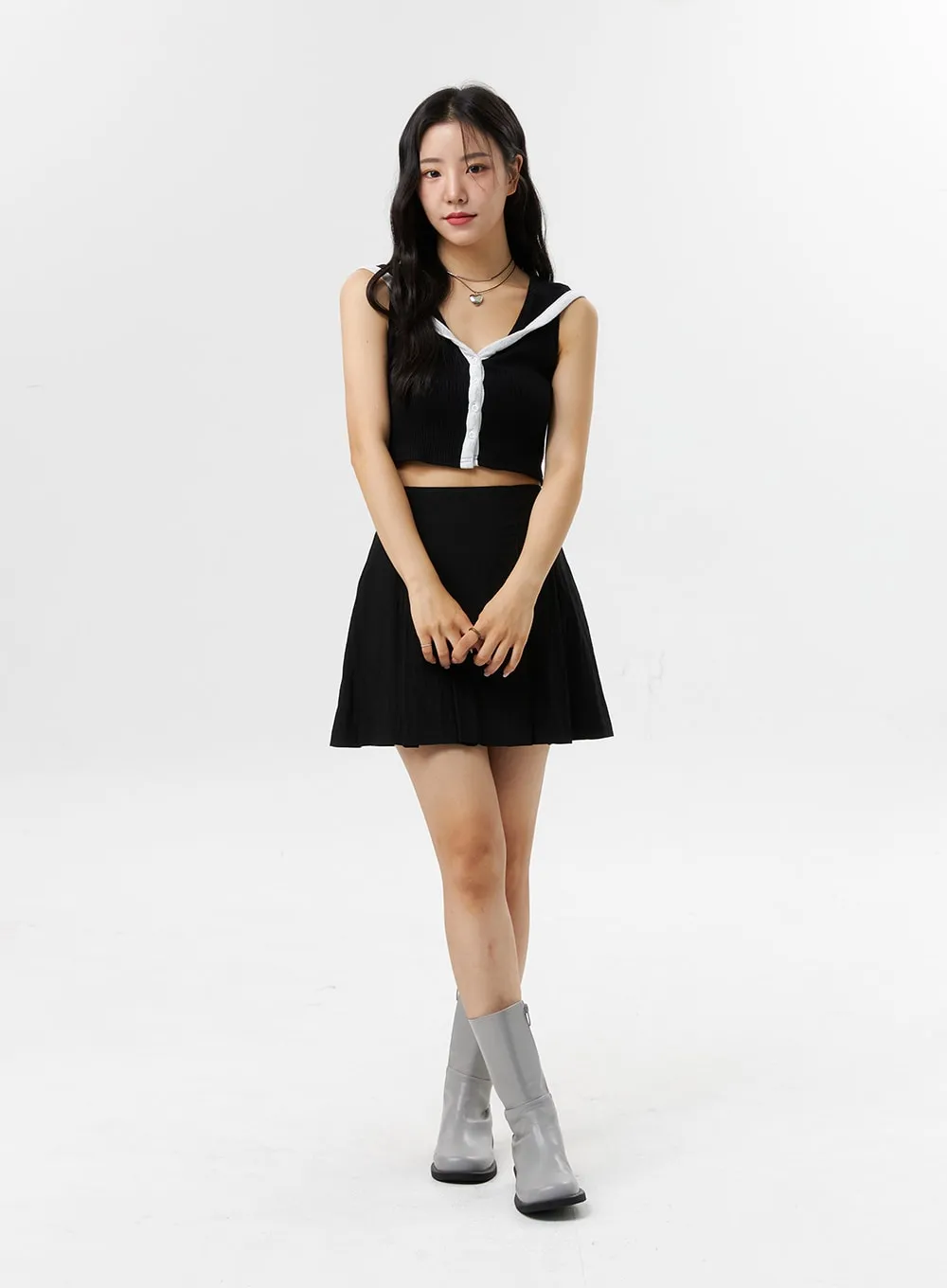 A-Line Pleated Mini Skirt OL318