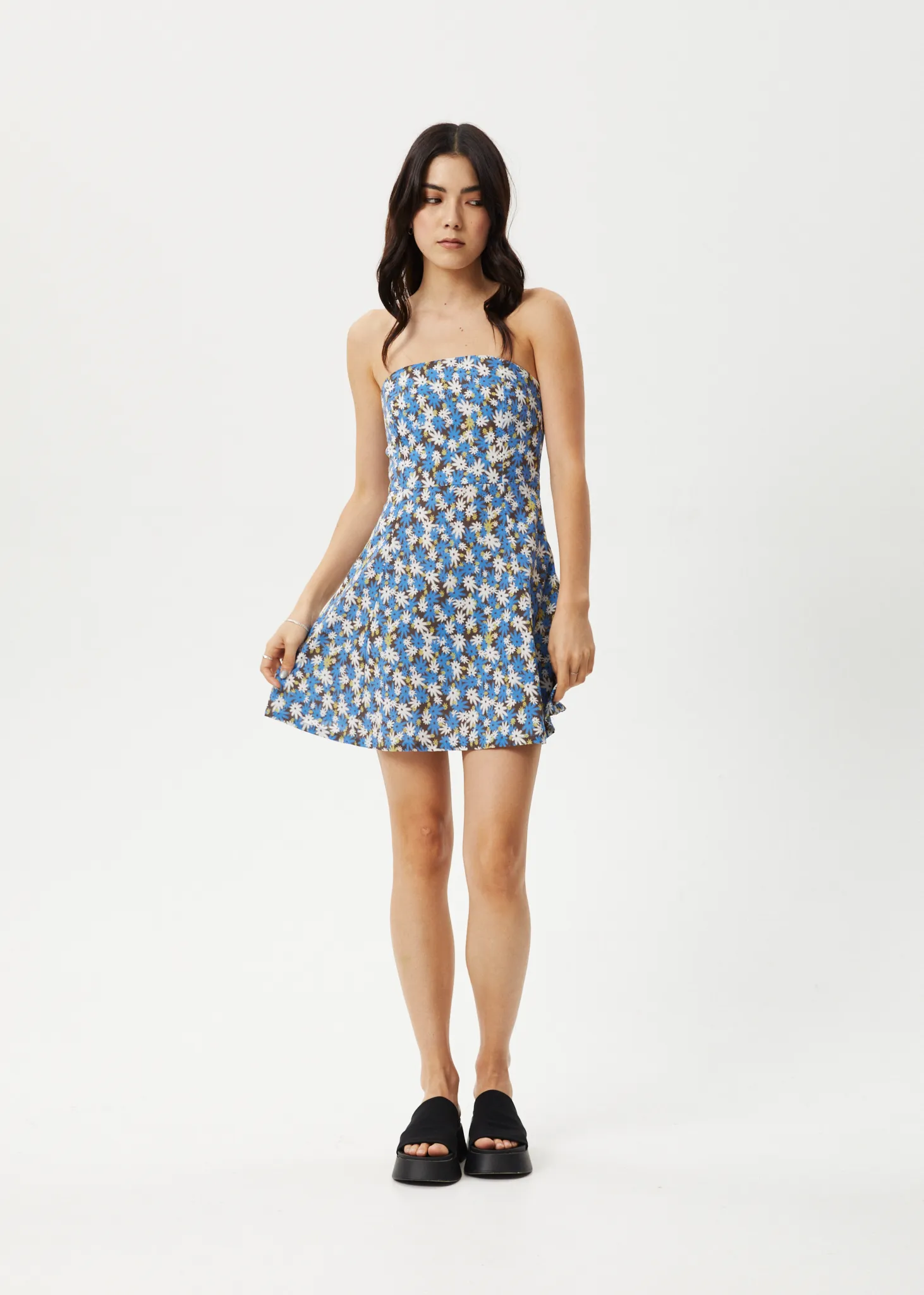 AFENDS Womens Petal - Strapless Dress - Lake Floral