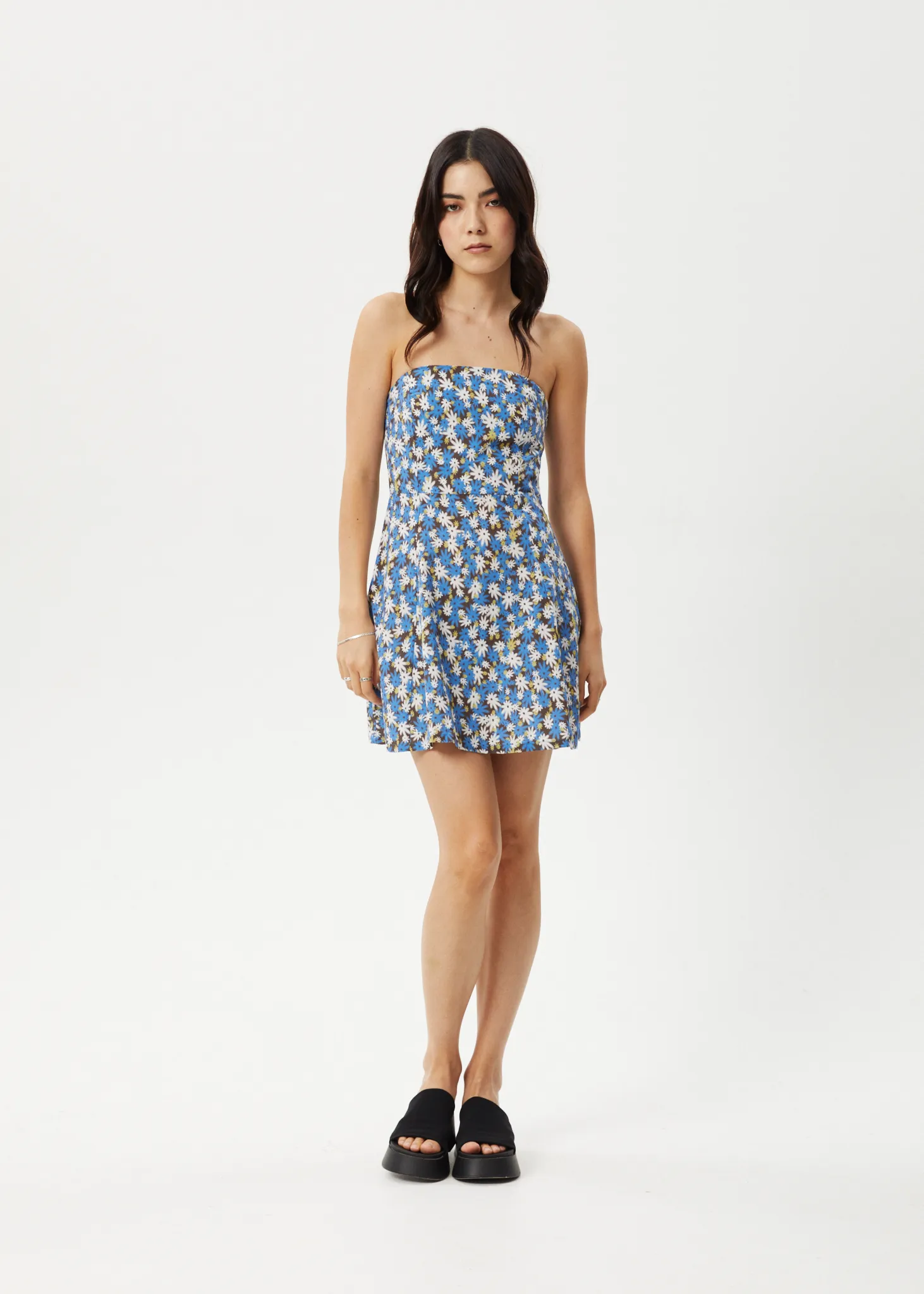 AFENDS Womens Petal - Strapless Dress - Lake Floral