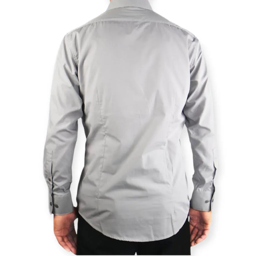 AMANTI: Slim Dress Shirt Silver