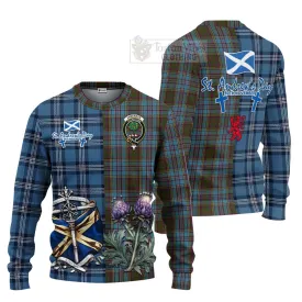 Anderson Tartan Knitted Sweater Happy St. Andrew's Day Half Tartan Style