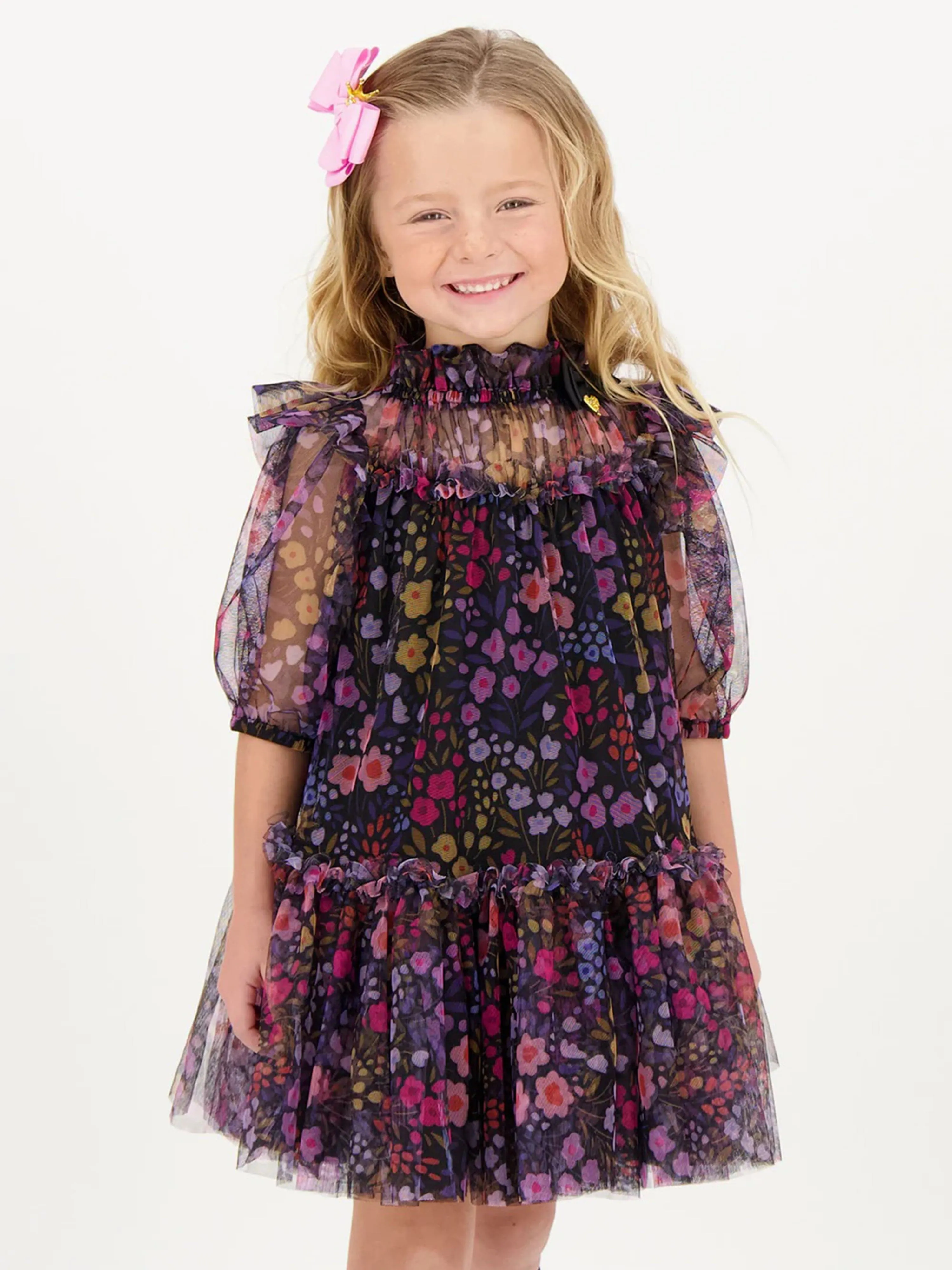 Angels Face Girls Myrtle Millifiori Tulle Dress in Black