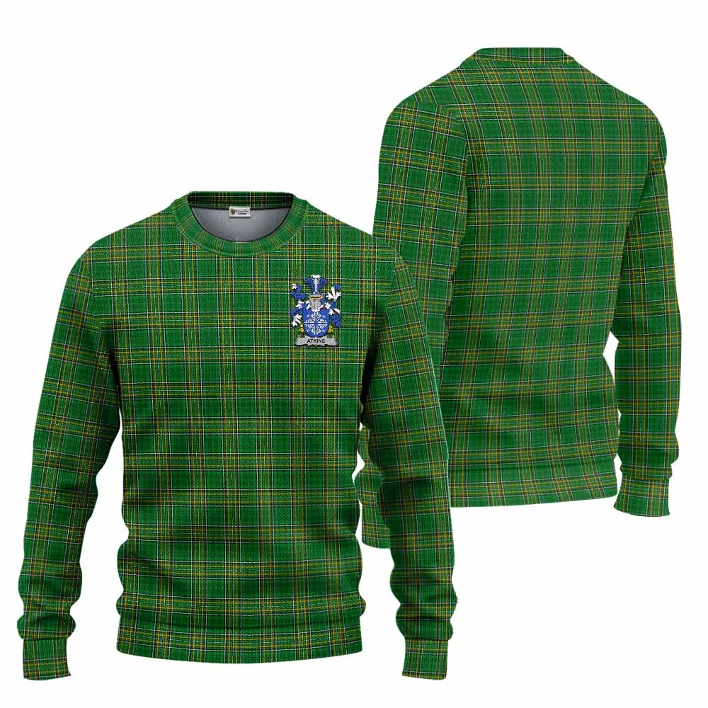 Atkins Irish Clan Tartan Knitted Sweater with Coat of Arms