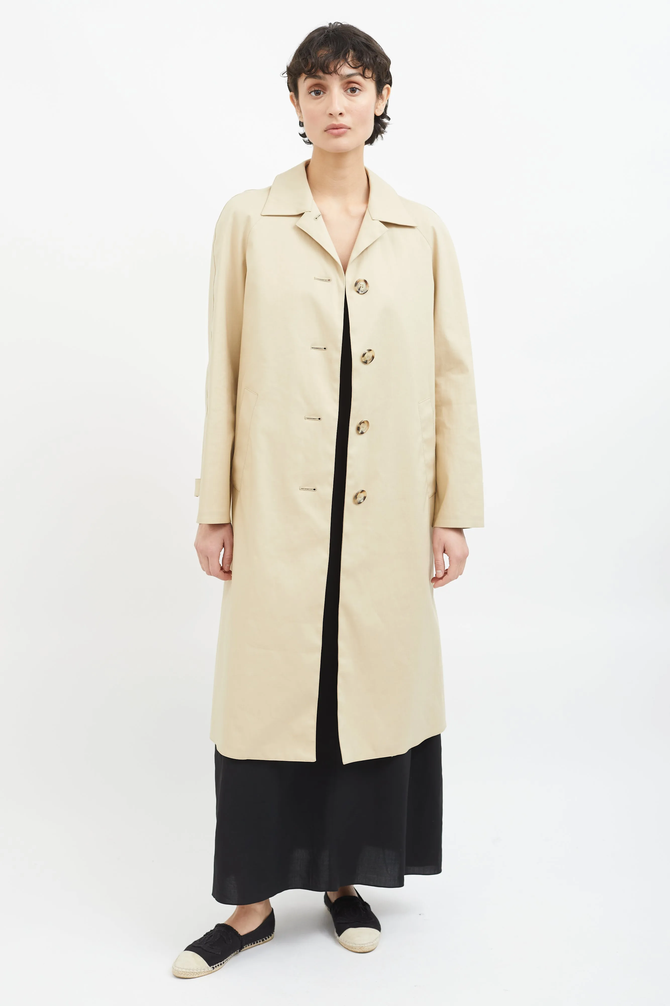 Beige Cotton Khaki Trench Coat