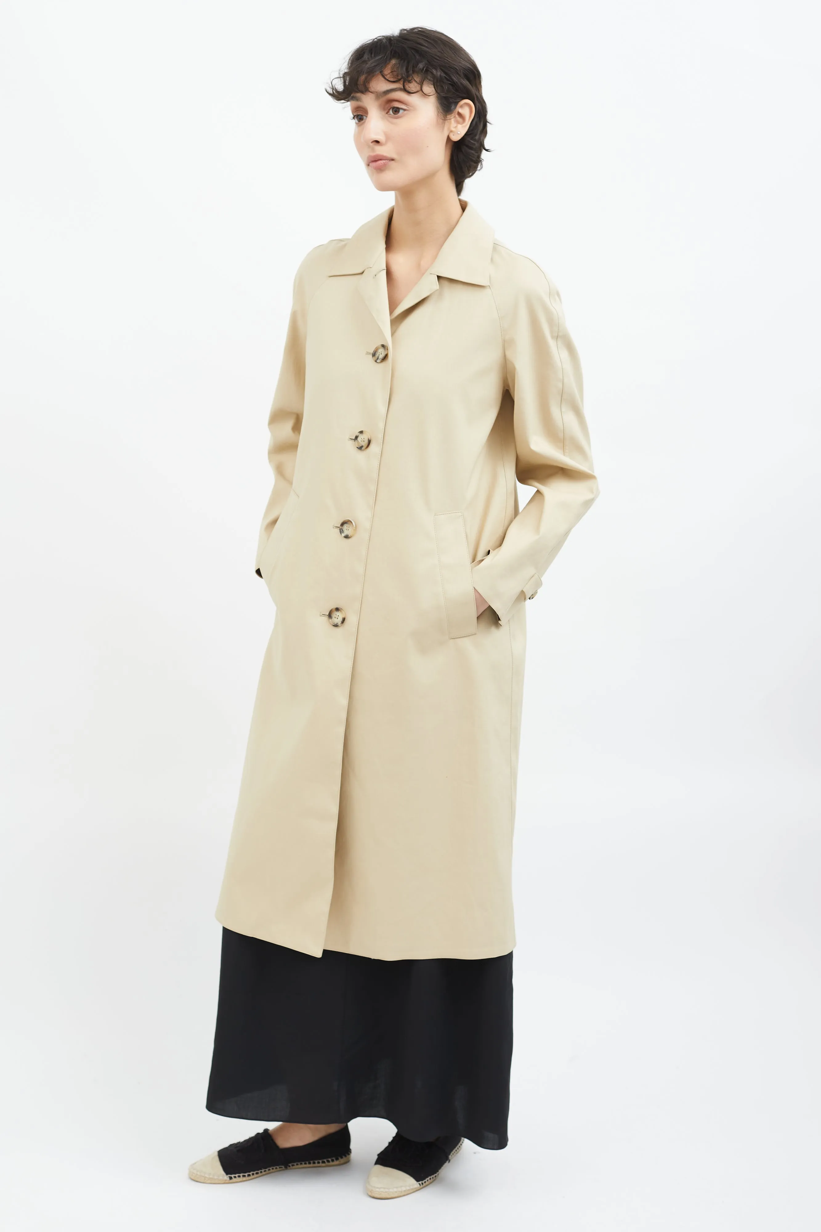 Beige Cotton Khaki Trench Coat