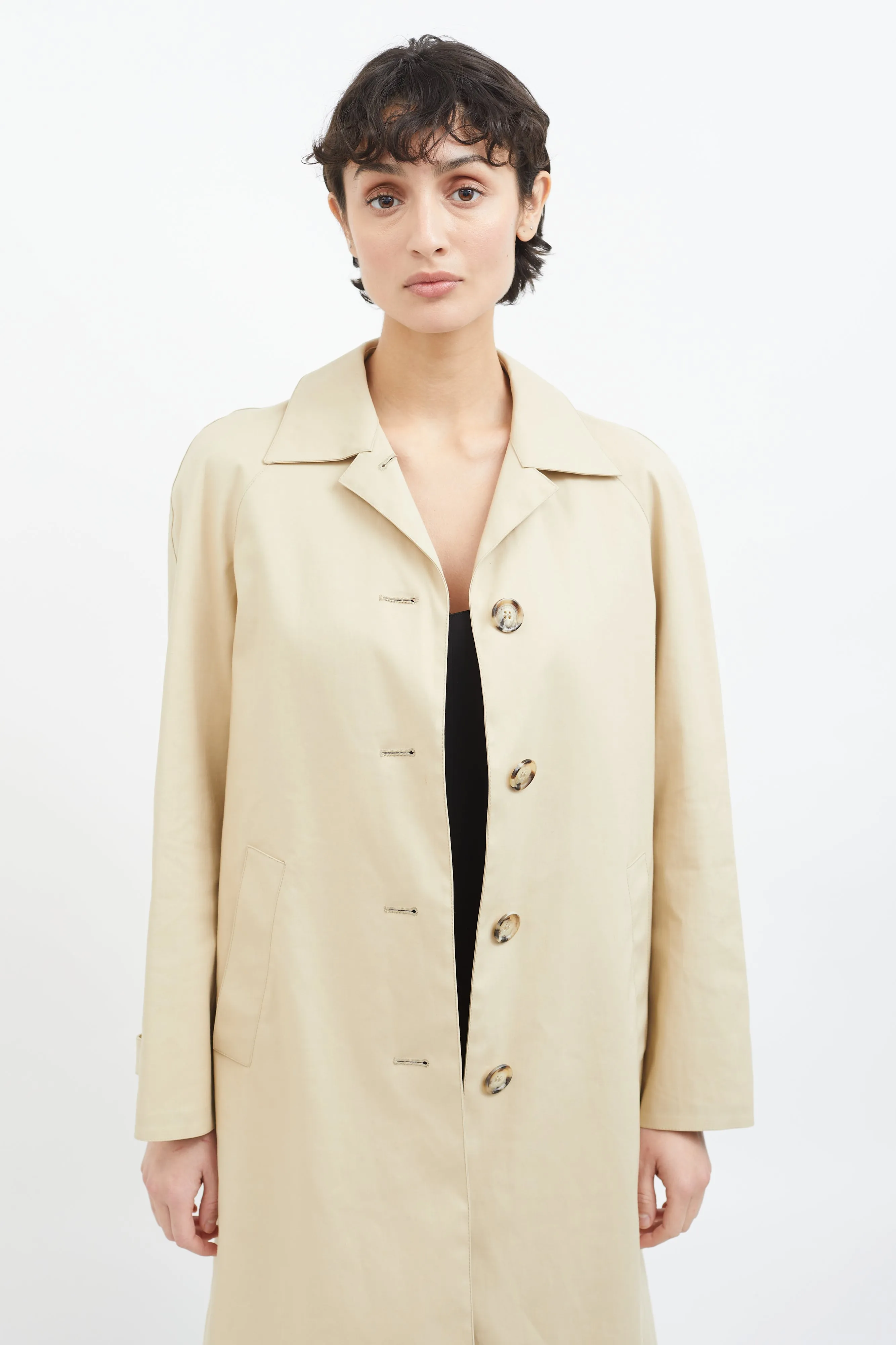 Beige Cotton Khaki Trench Coat