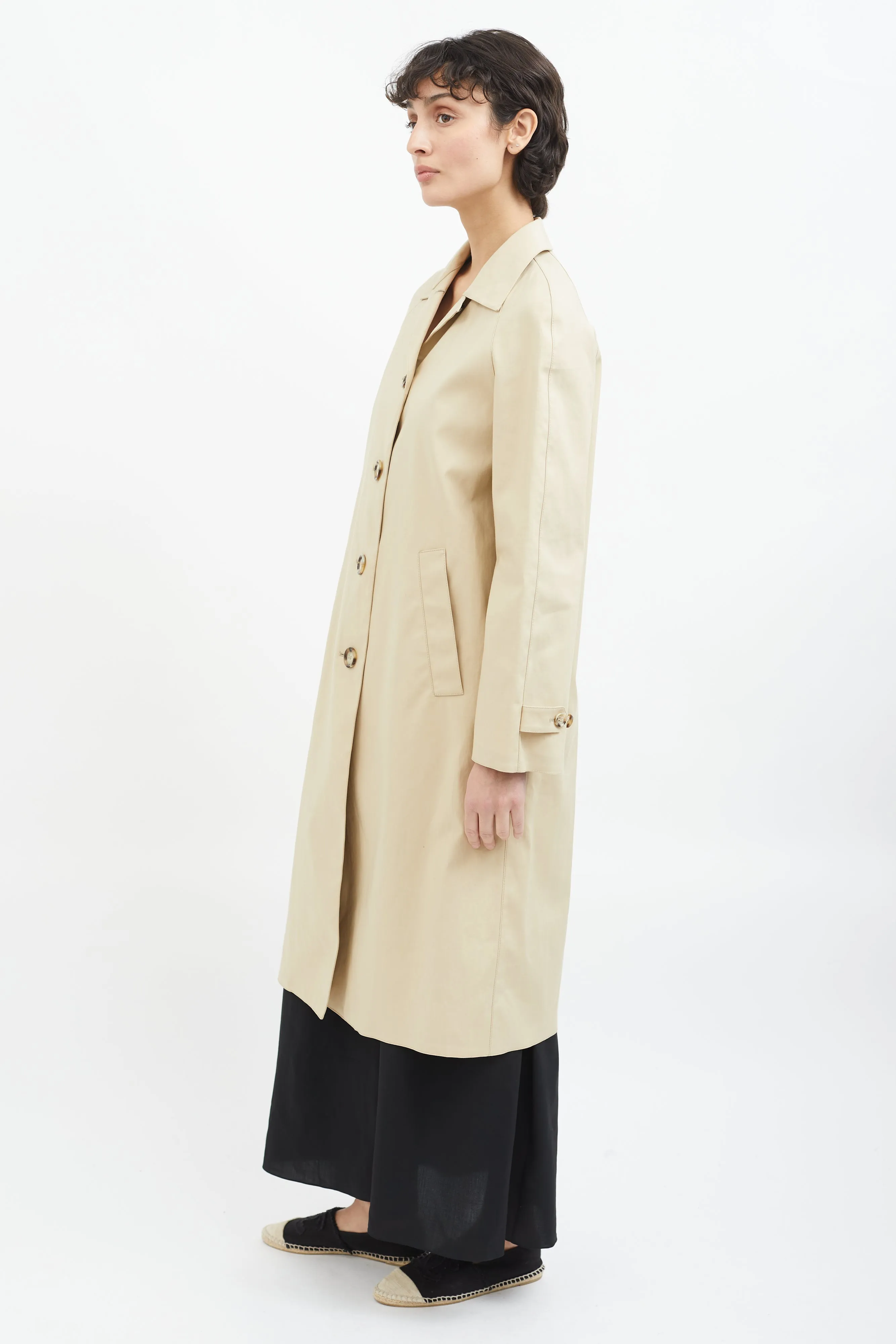 Beige Cotton Khaki Trench Coat