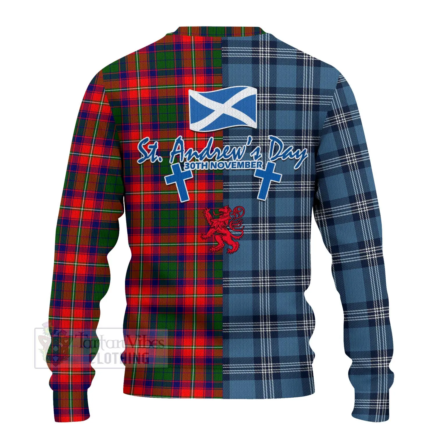 Belshes (Belsches) Tartan Knitted Sweater Happy St. Andrew's Day Half Tartan Style