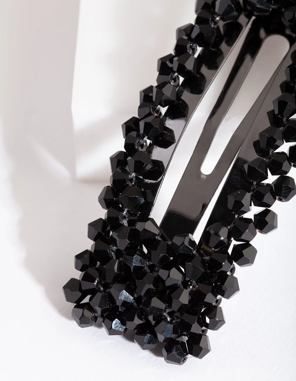 Black Glass Bead Hair Clip