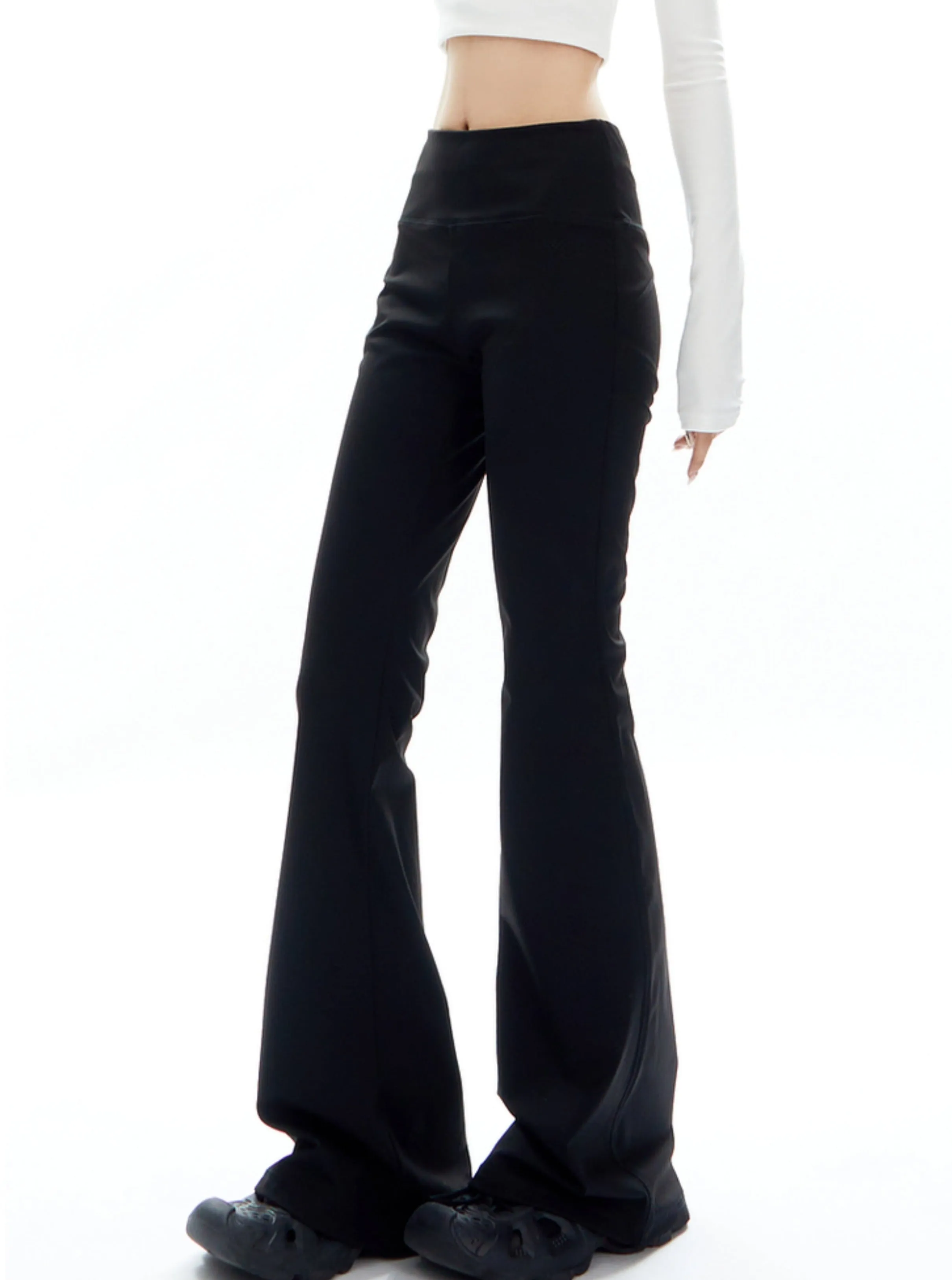 Black High-Waisted Flared Pants