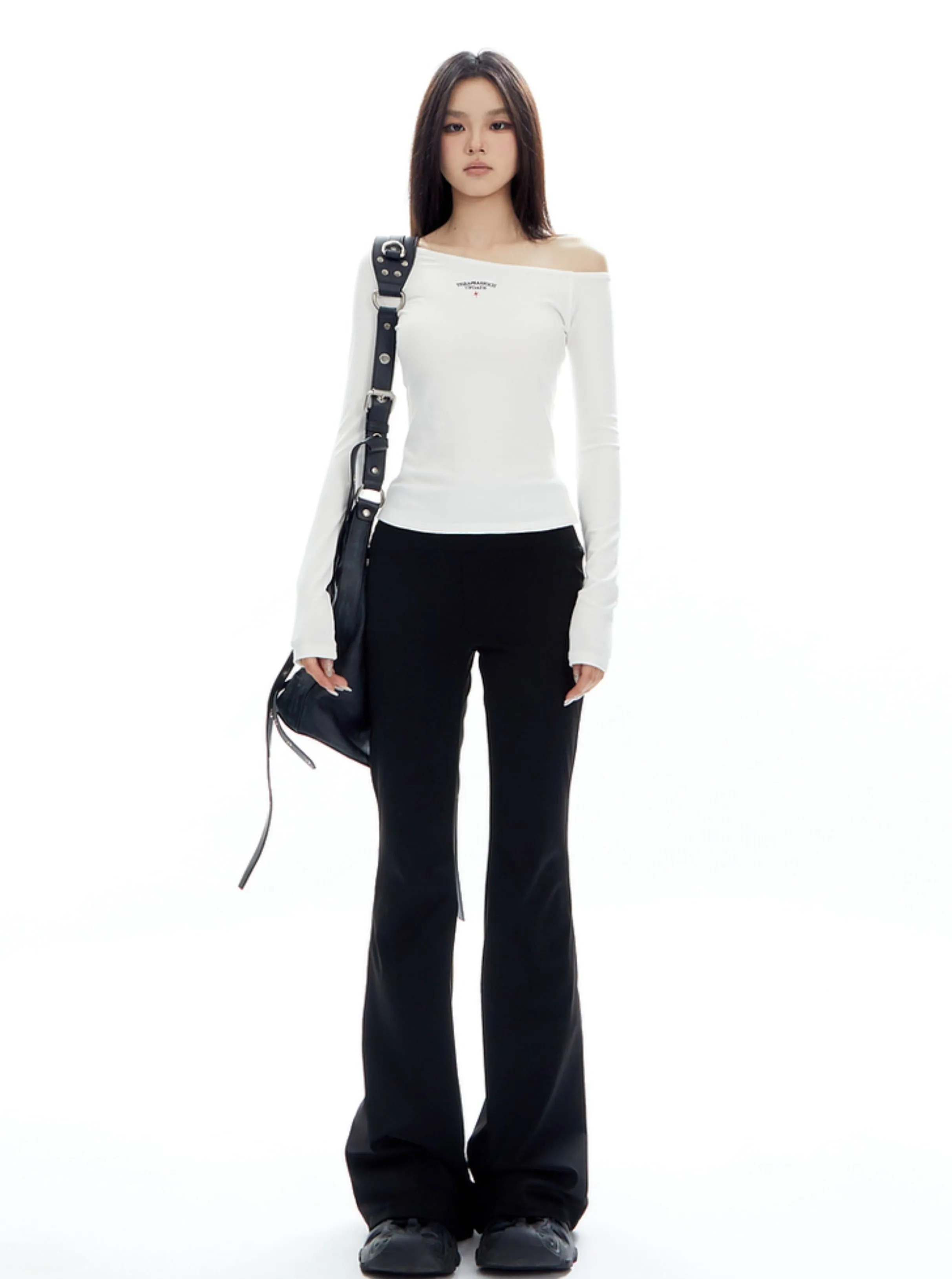 Black High-Waisted Flared Pants