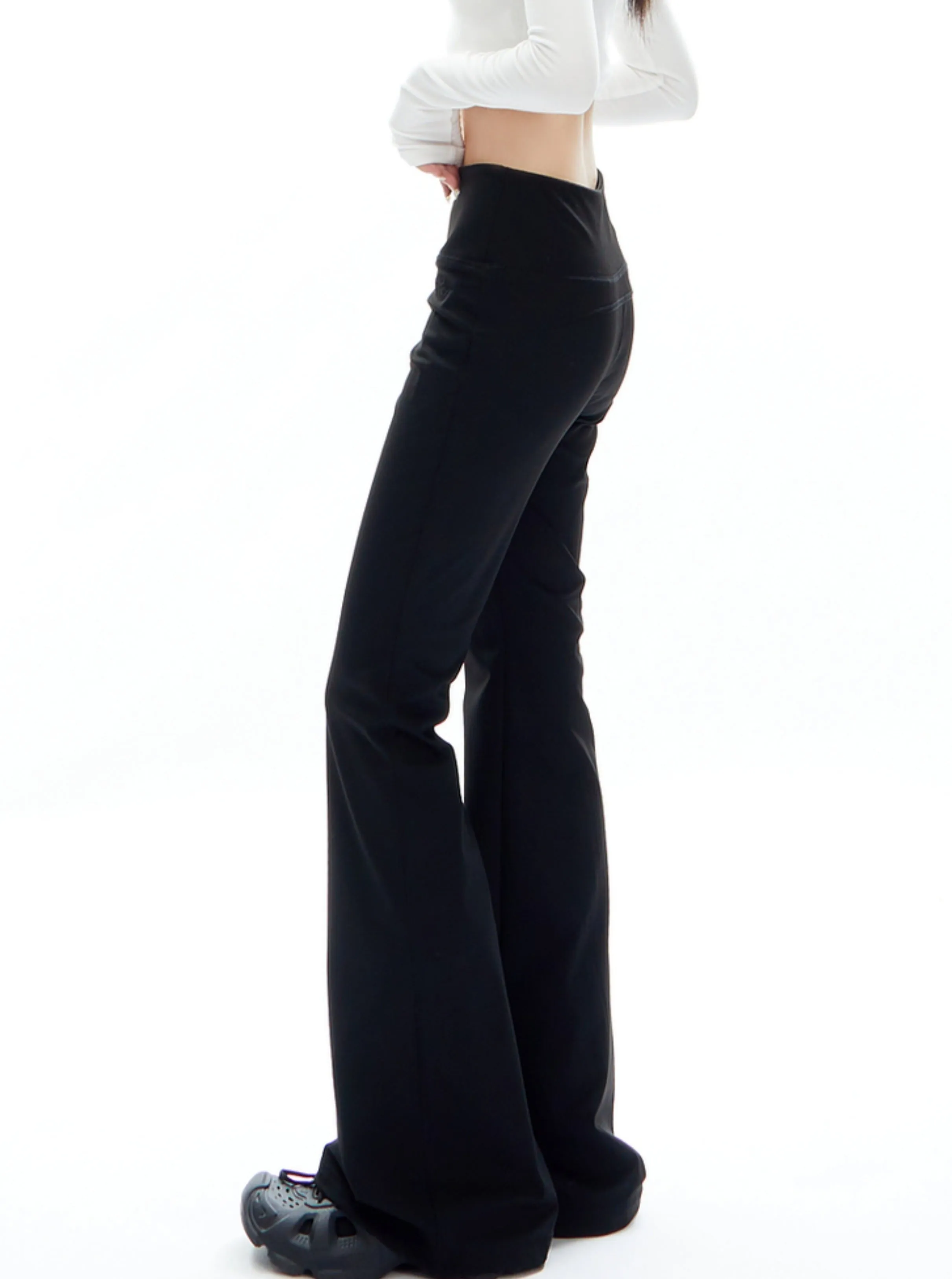 Black High-Waisted Flared Pants