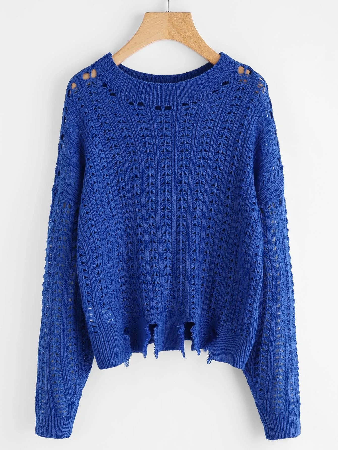 Blue Distressed knitted sweater