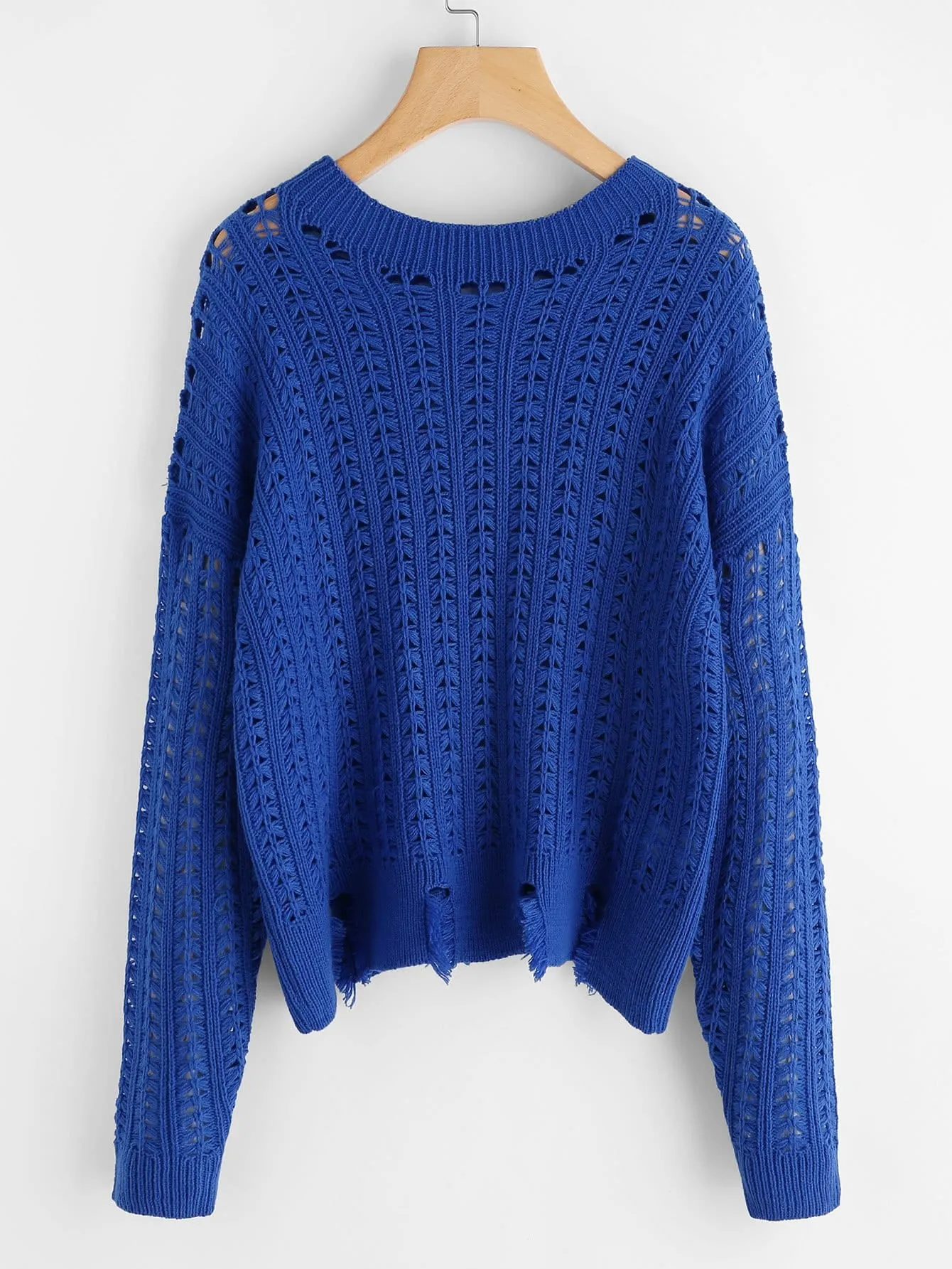 Blue Distressed knitted sweater