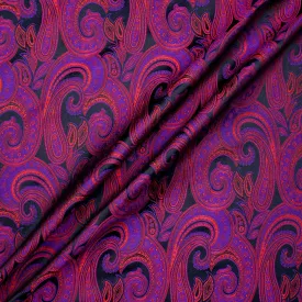 Bright Red & Purple Paisley Brocade