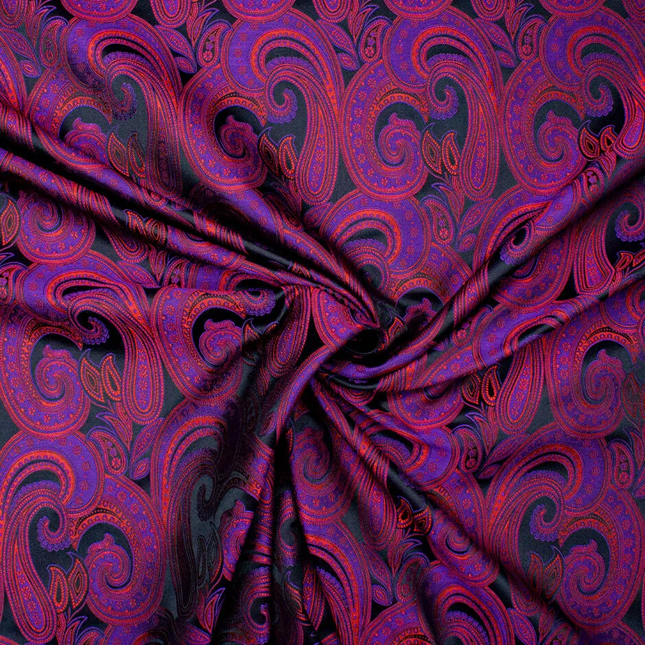 Bright Red & Purple Paisley Brocade