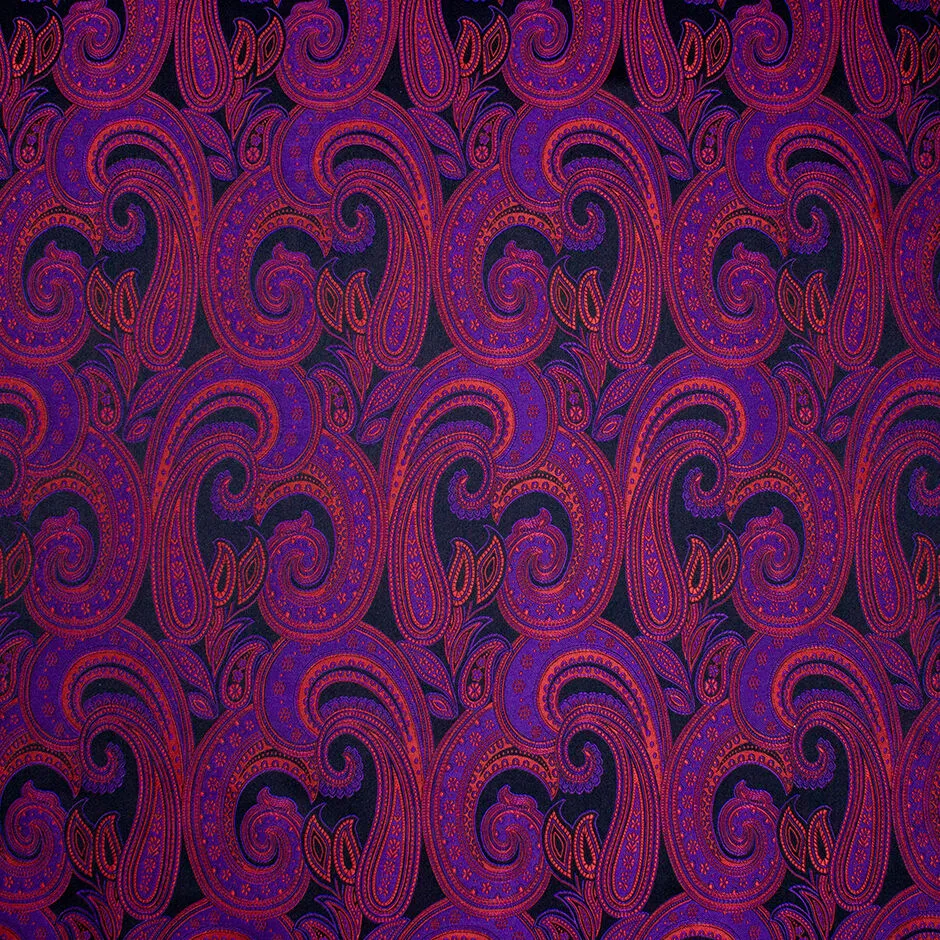 Bright Red & Purple Paisley Brocade