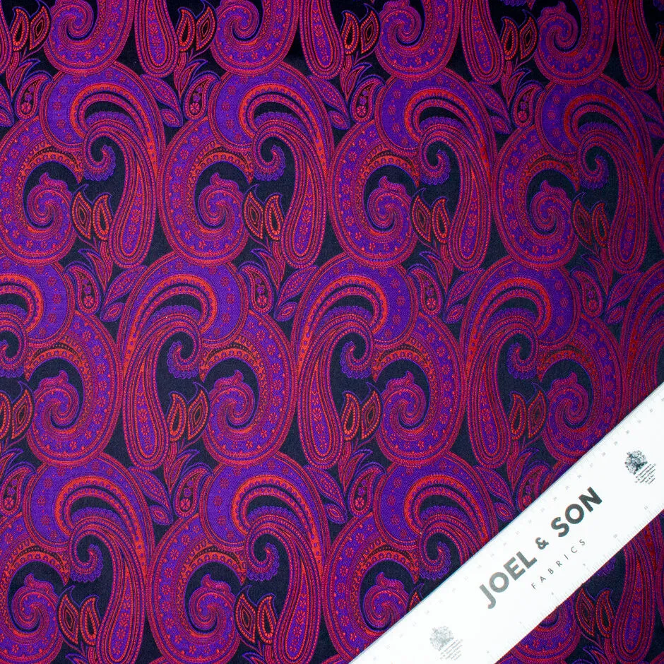 Bright Red & Purple Paisley Brocade