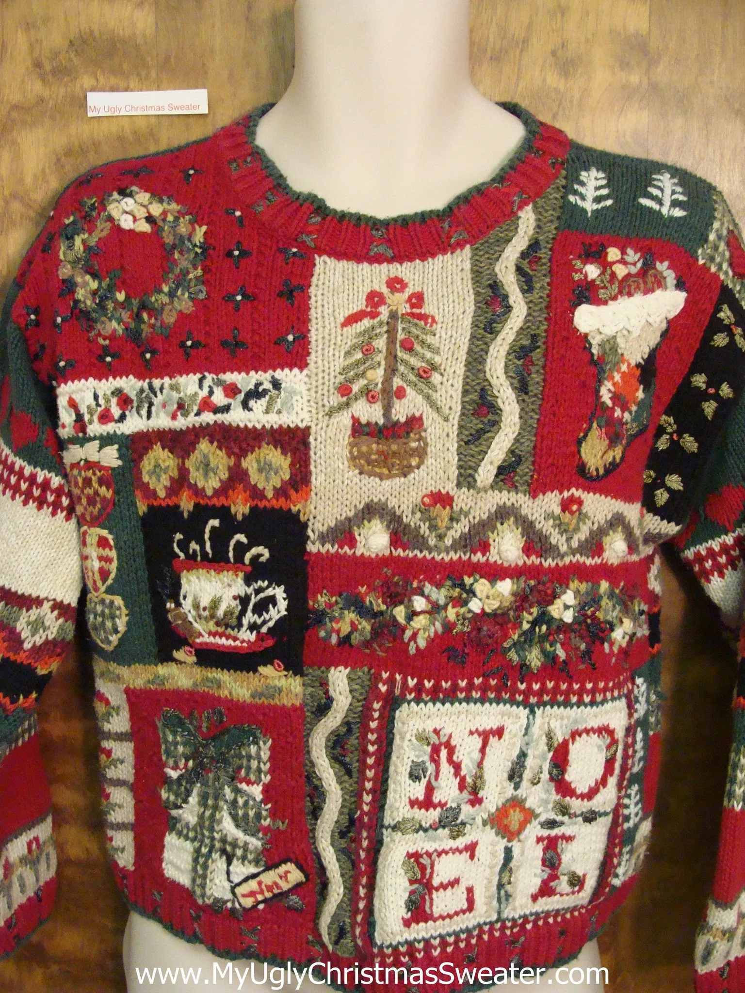 Busy NOEL Red Corny Christmas Sweater