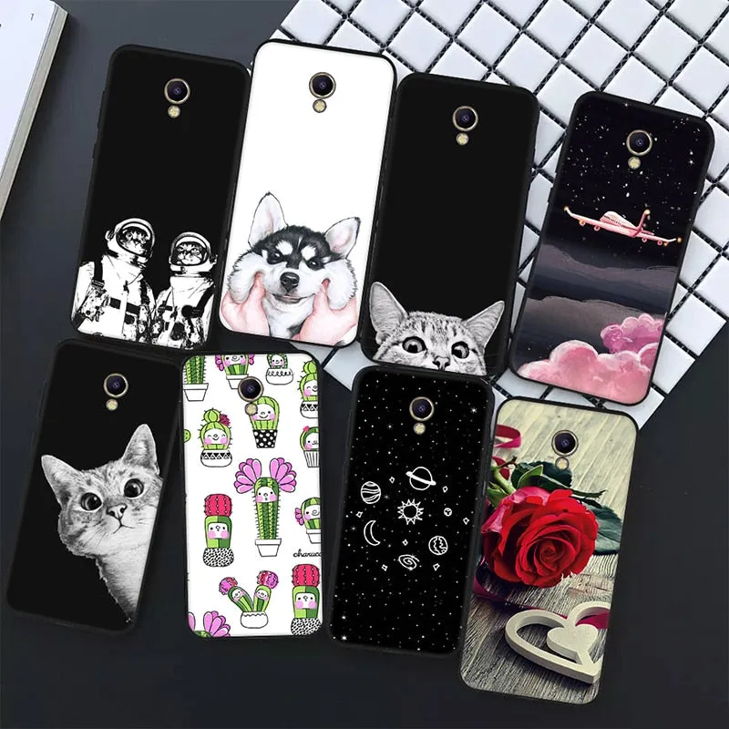 Cat Plants Animals Pattern Soft  Silicone Case For Meizu M5S M5C M6 Silicon TPU Bumper Back Cover Case For Meizu M5 Note M6 Note