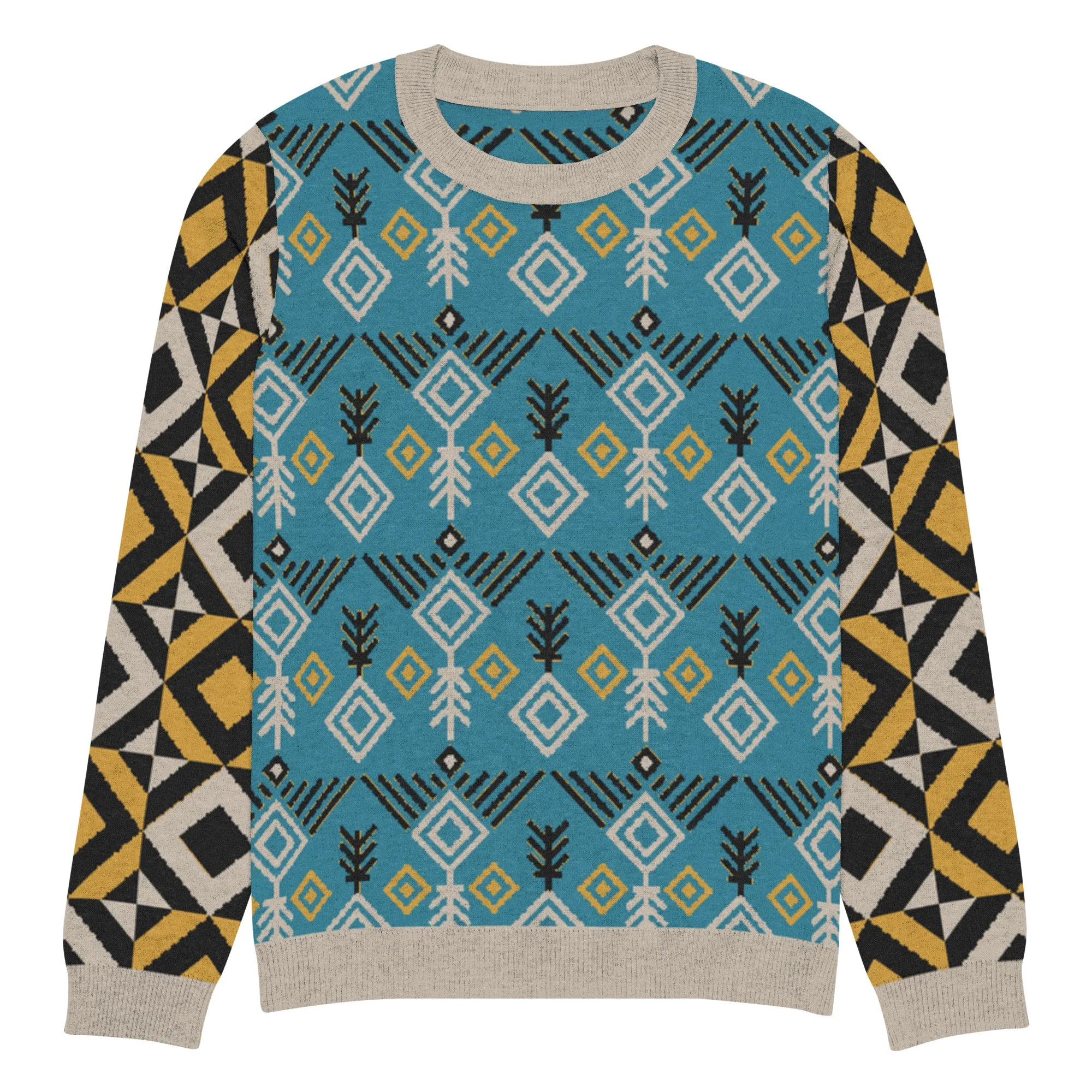 Clam Bake in Teal and Gold Knitted Crewneck STeweater