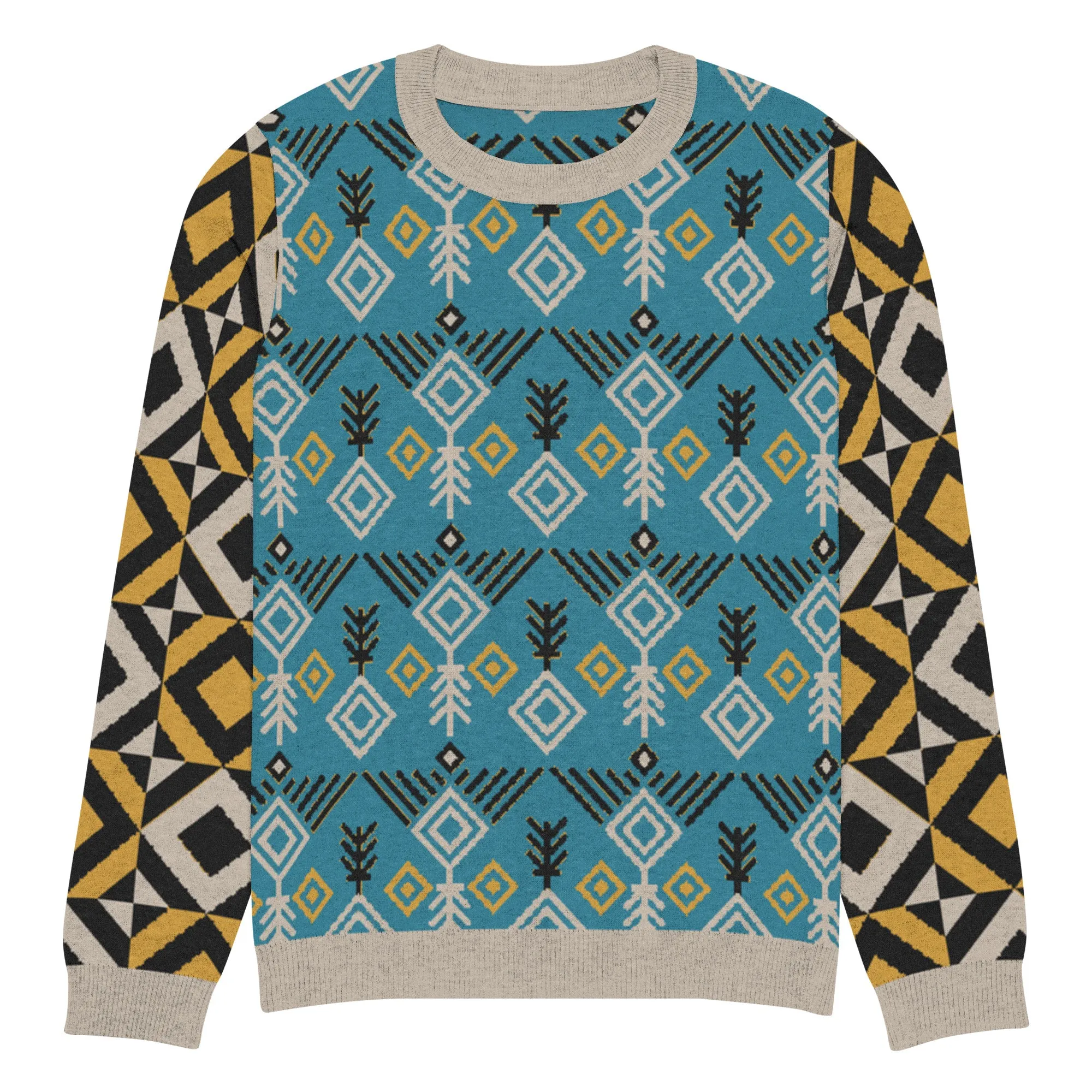 Clam Bake in Teal and Gold Knitted Crewneck STeweater