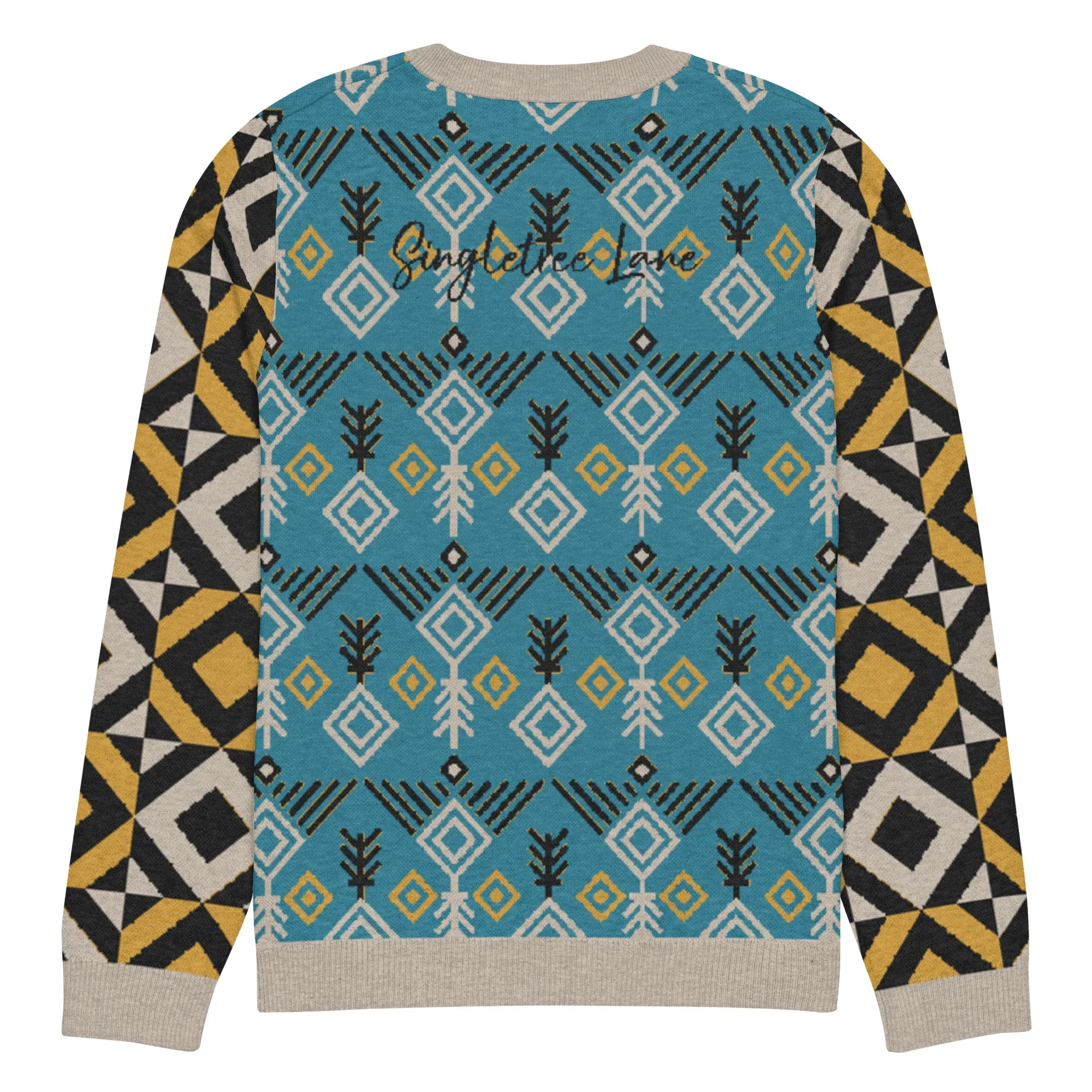 Clam Bake in Teal and Gold Knitted Crewneck STeweater