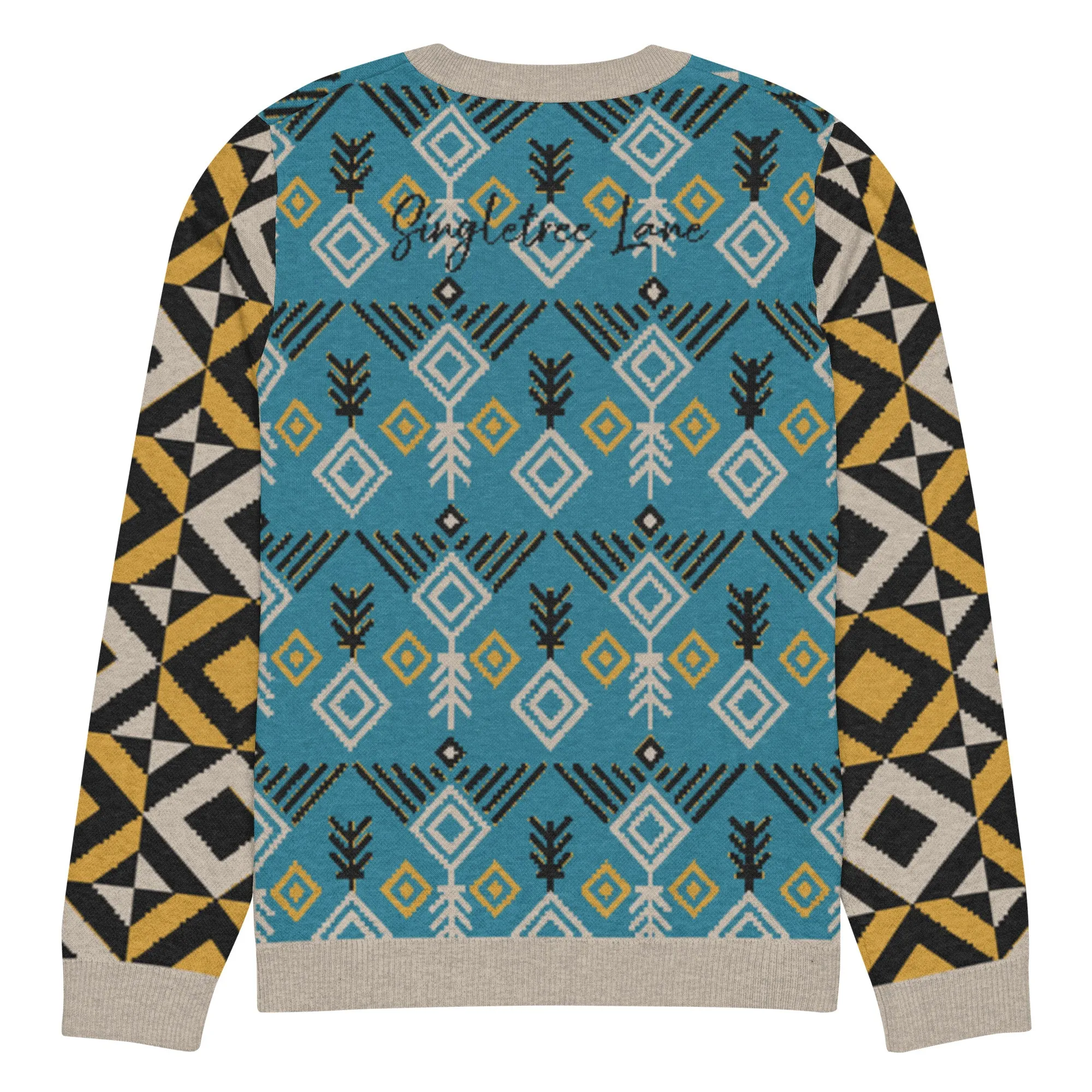 Clam Bake in Teal and Gold Knitted Crewneck STeweater