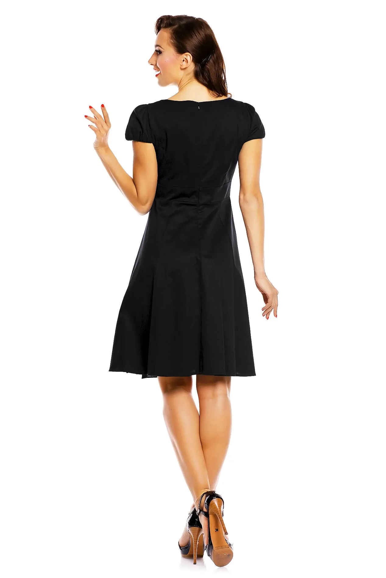 Claudia Flirty Fifties Style Dress in Plain Black