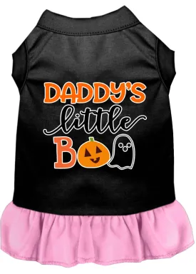 Daddy's Little Boo Screen Print Dog Dress Black With Light Pink Lg