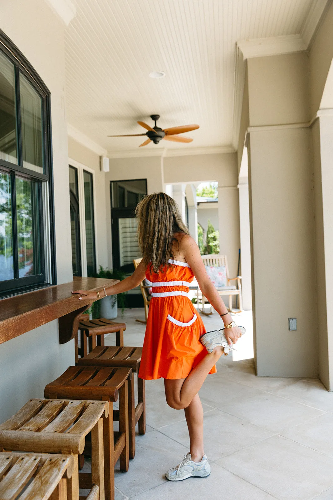 Danica Mini Dress - Orange/White