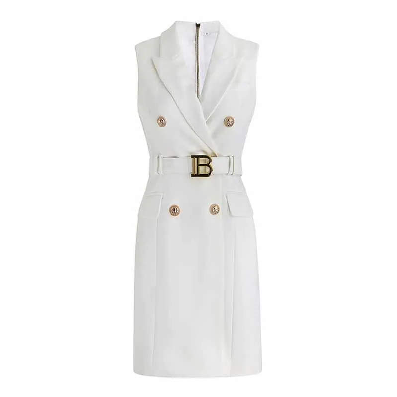 Double Breasted Gold Button Blazer Dress for Women Mini Blazer Dresses