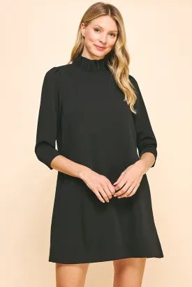 Elegant Night Back Neck Tie Mini Dress - Black