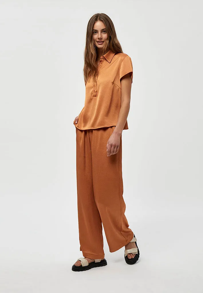 Elotta High Waisted Wide Leg Pant - Ermine Brown