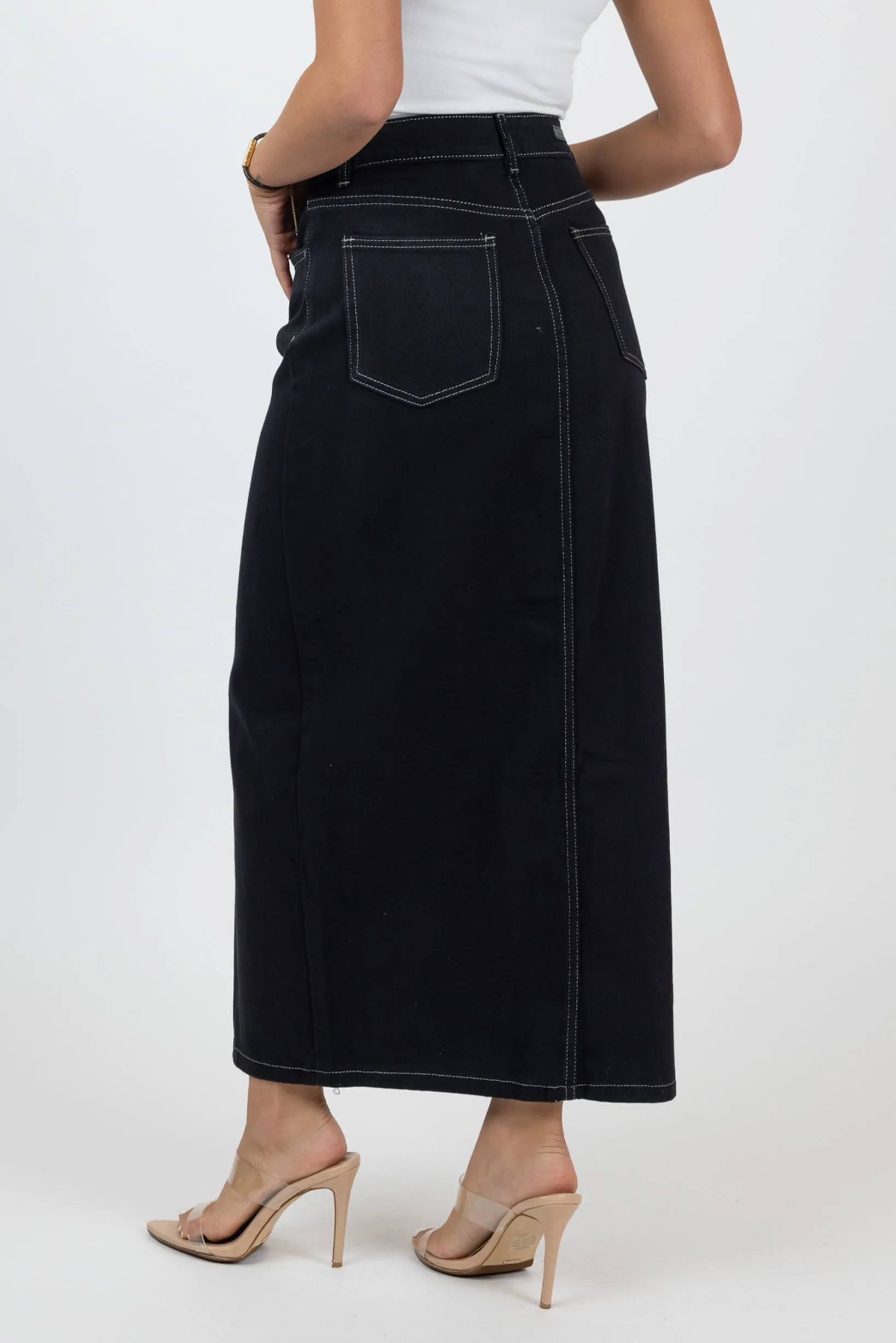 Fiona Front Slit Denim Skirt