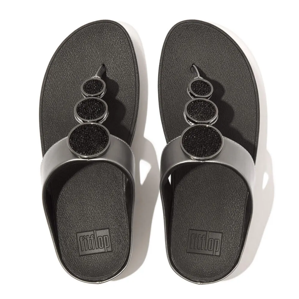 FitFlop Halo Bead Circle Metallic Sandals - Pewter Black