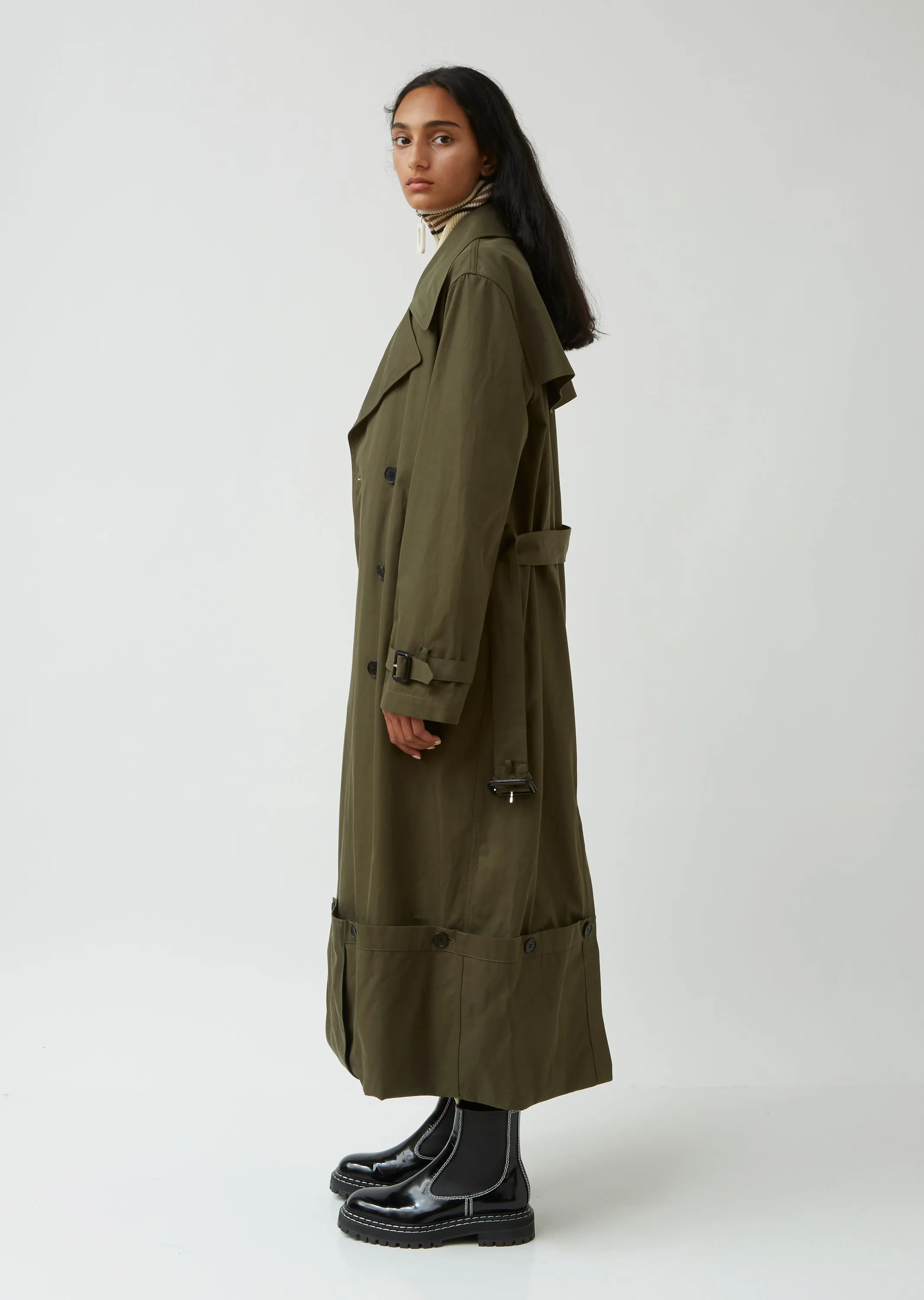 Fold Up Hem Trench Coat