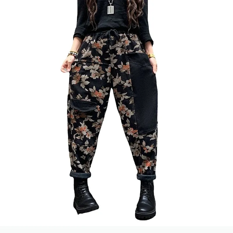 High Waist Denim Harem Pants