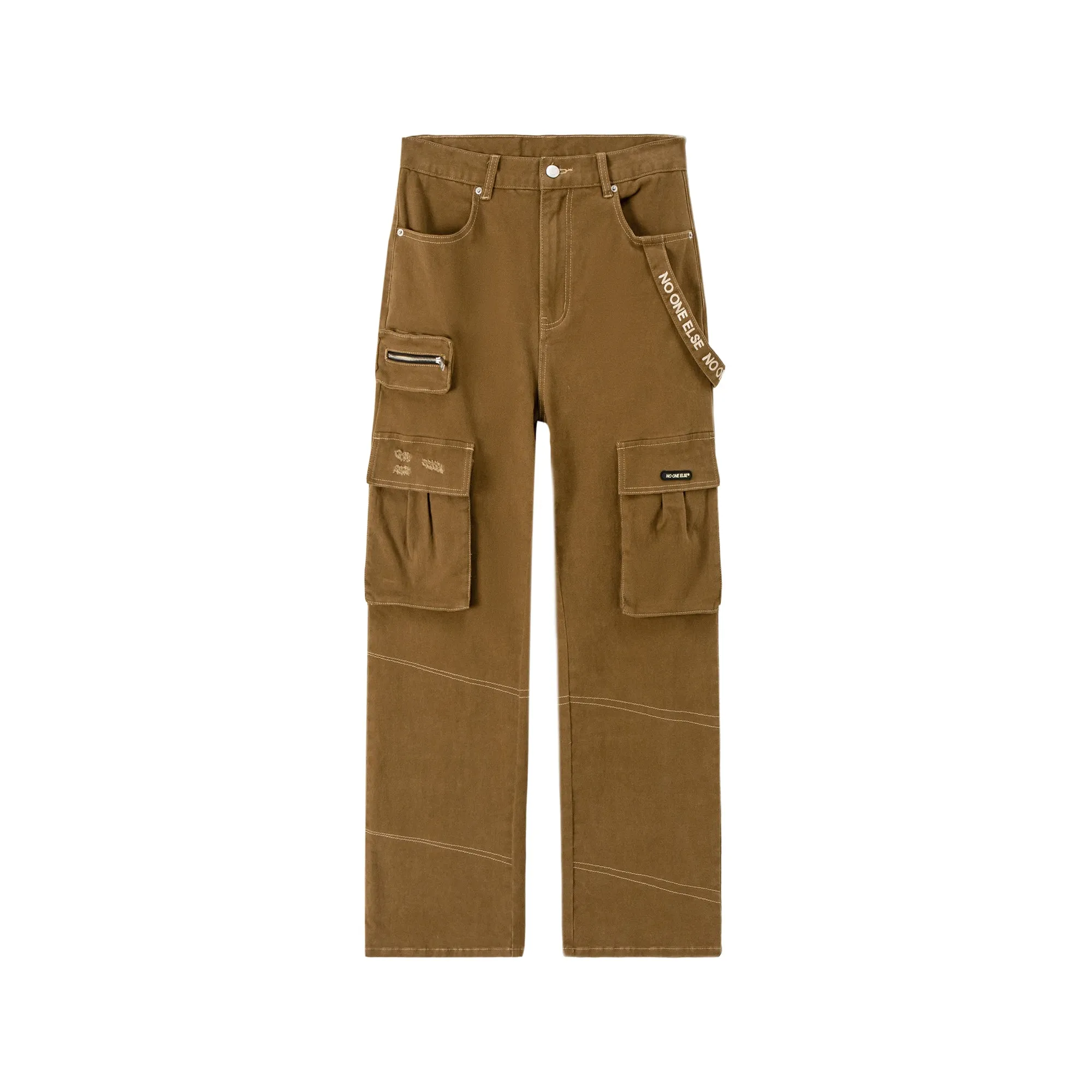 High-Waisted Cargo Straight Pants