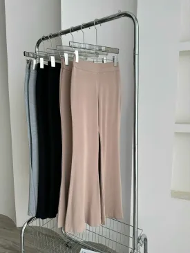 High-waisted flared elastic pants