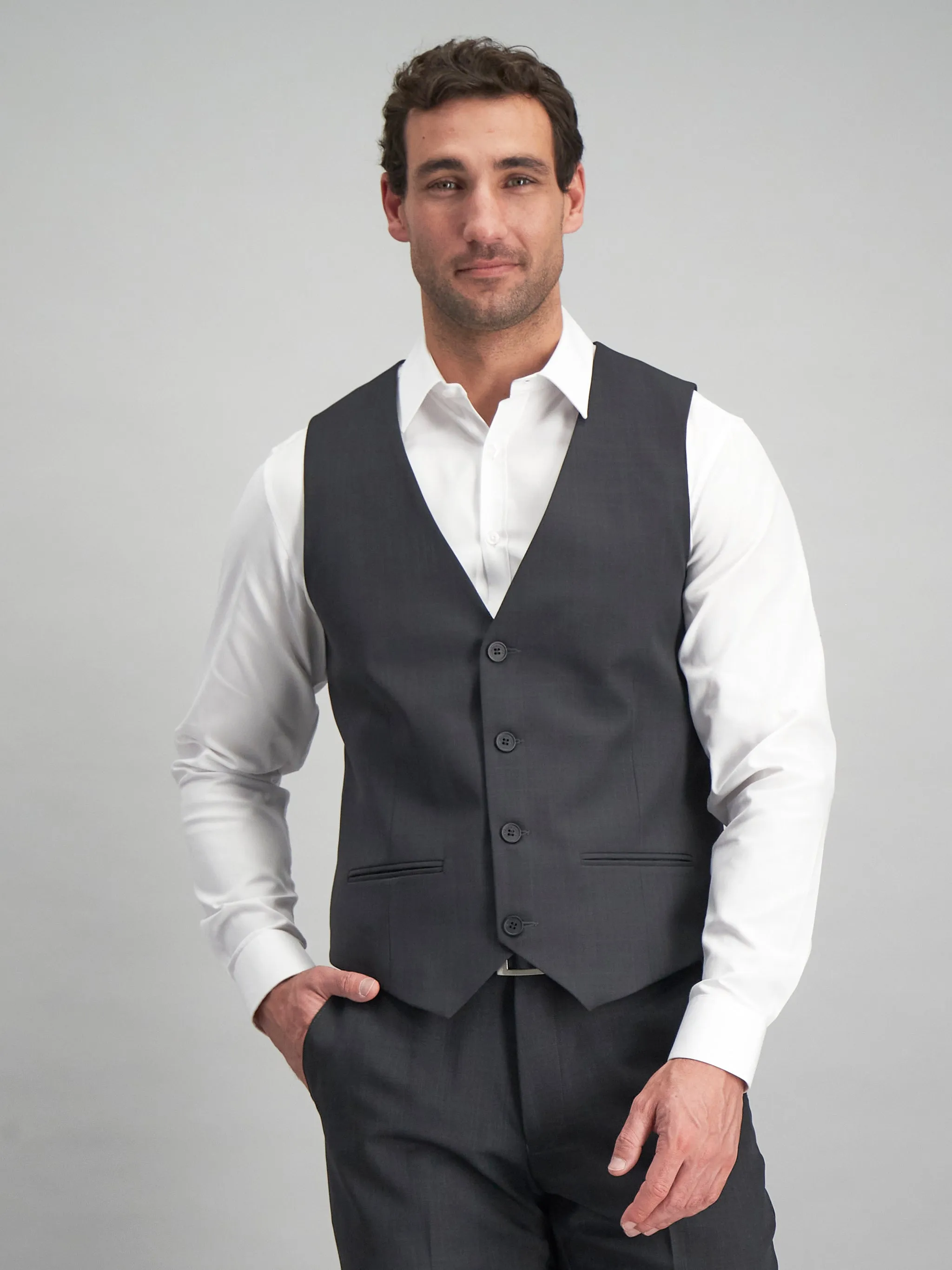 Jacob regular fit waistcoat  - charcoal