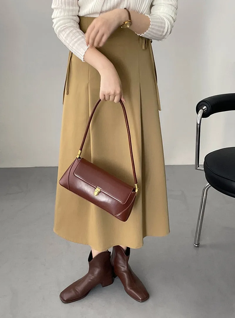 [Korean Style] High Quality High Waist Cinched Waist Drawstring A-line Long Skirt