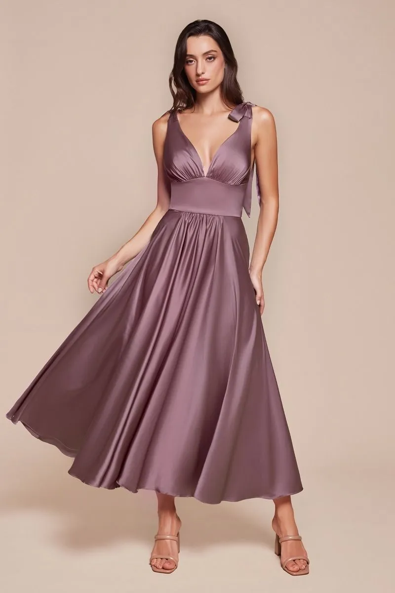 Ladivine 7499 Bridesmaids Dress Tea Length Mother of Wedding Guest Formal Gown