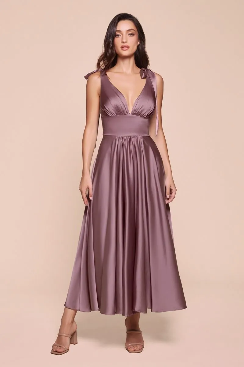 Ladivine 7499 Bridesmaids Dress Tea Length Mother of Wedding Guest Formal Gown