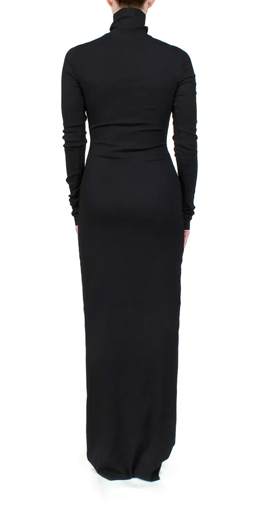 Long Sleeve Turtleneck Maxi Dress Black