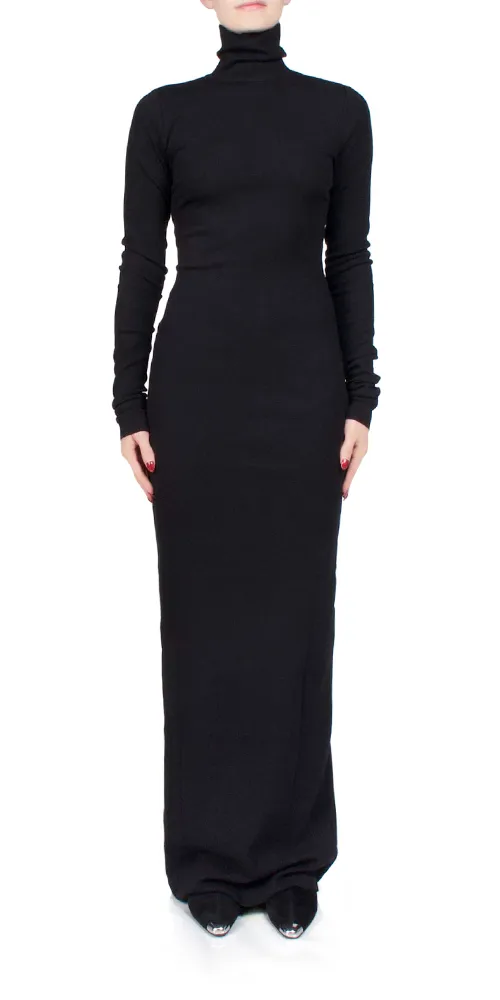 Long Sleeve Turtleneck Maxi Dress Black