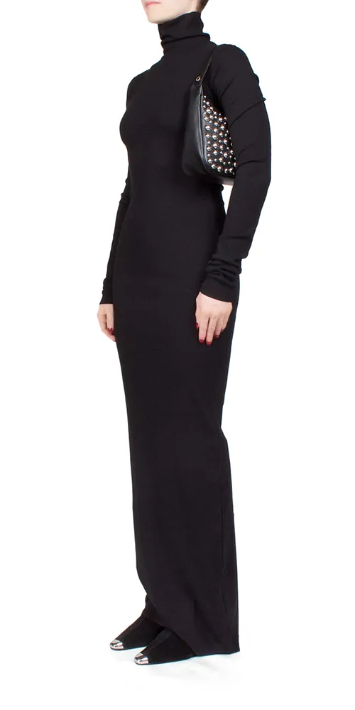 Long Sleeve Turtleneck Maxi Dress Black